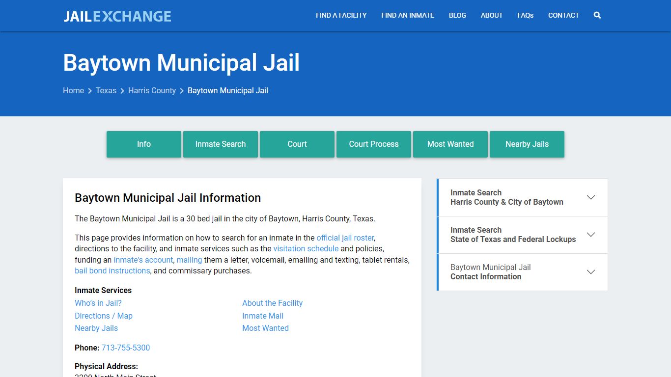 Baytown Municipal Jail, TX Inmate Search, Information